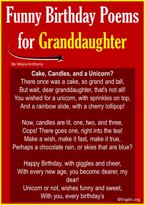 Birthday Poems For Granddaughter Short Funny Engdic