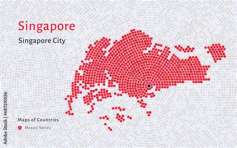 Singapore Map with a capital of Singapore Shown in a Mosaic Pattern ...