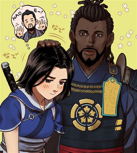 Cute artwork on Twitter of Yasuke and Naoe : r/assassinscreed