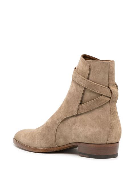 Saint Laurent Wyatt 30 Jodhpur Boots Neutrals FARFETCH