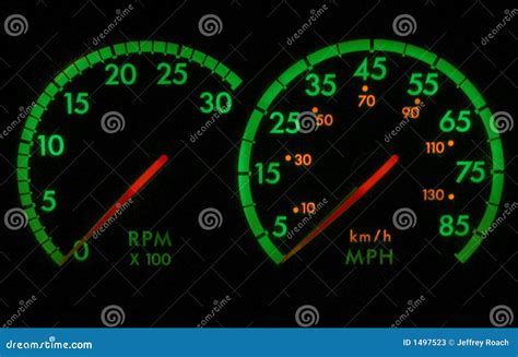 Green And Red Speedometer Rpm Stock Image Image Of Gauges Minute