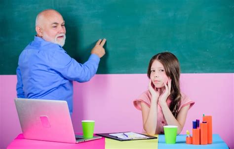 Premium Photo Modern Education Tired Student Senior Teacher And Girl