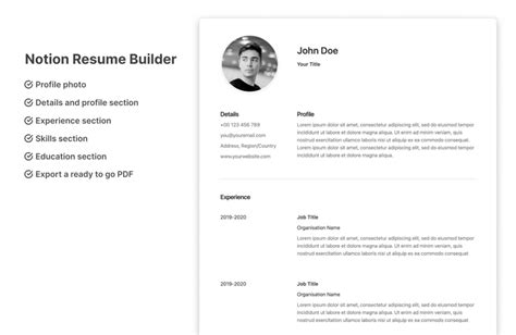 Notion Resume Builder Notionland Template Gallery