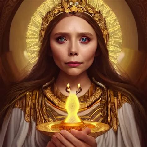 Elizabeth Olsen As The Goddess Of Tranquility And Stable Diffusion