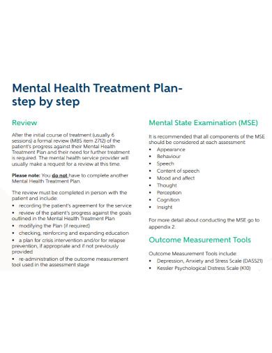 Mental Health Treatment Plan Examples Format How To Write Pdf