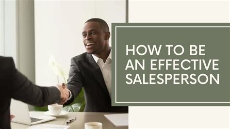 How To Be An Effective Salesperson Youtube