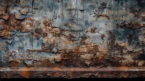 Una Pared Azul Con Pintura Oxidada Y Un Letrero Blanco Que Dice La