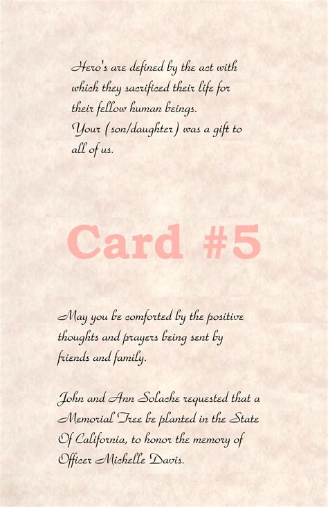 Memorial Trees - Sample Sympathy Cards - Memorial Trees