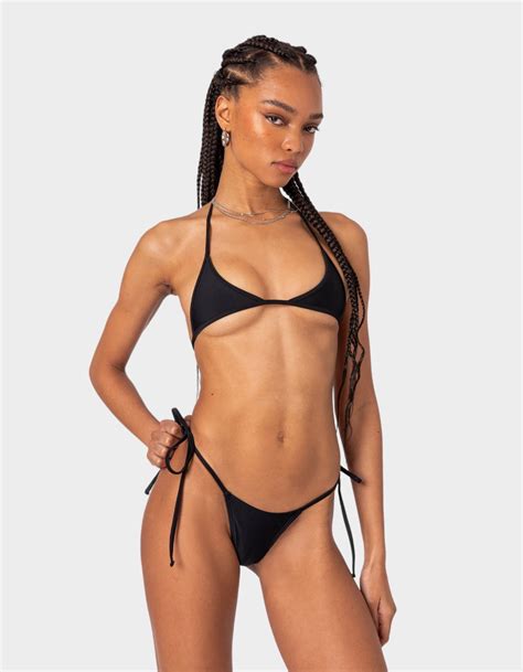 EDIKTED Elora Micro Triangle Bikini Top BLACK Tillys