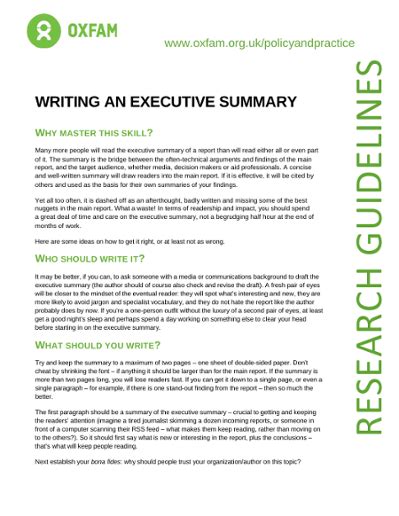 Executive Summary Example Pdf