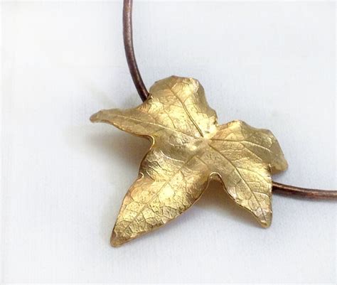 Ivy Leaf Pendant Gold On Brass Etsy