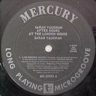 Sarah Vaughan After Hours At The London House LP Album Mono