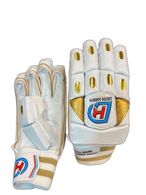 Strap Polyurethane White Gold Cricket Batting Gloves For Used In