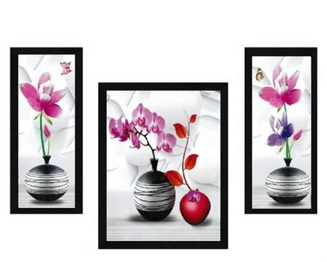 Multicolor MDF Board Flower Wall Painting set of 3, For Gift, Size ...