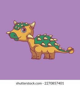 Illustration Cartoon Ankylosaurus On Colorful Background Stock Vector ...