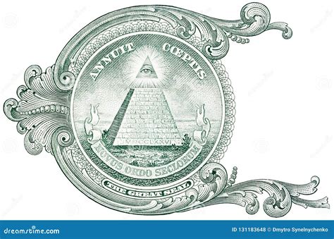 Detail from the One Dollar Bill, Showing the Pyramid with Eye and the ...