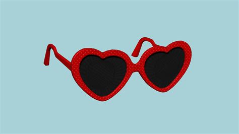 Heart Sunglasses 01 - Red Vintage 3D Model by gsommer