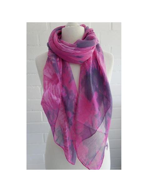 Schal Tuch Loop Made in Italy Seide Baumwolle pink weiß bleu Batik