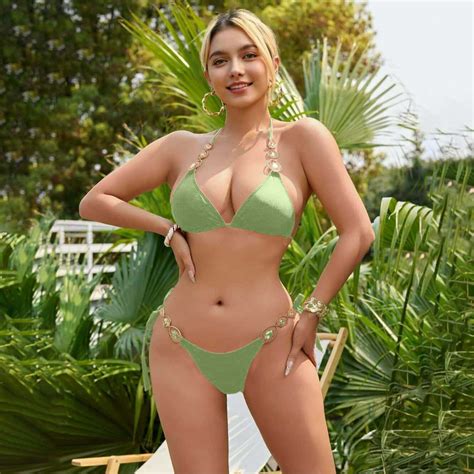 MGDXOX Womens 2 Pieces Color Block Bikini Set Halter Triangle Swimsuit