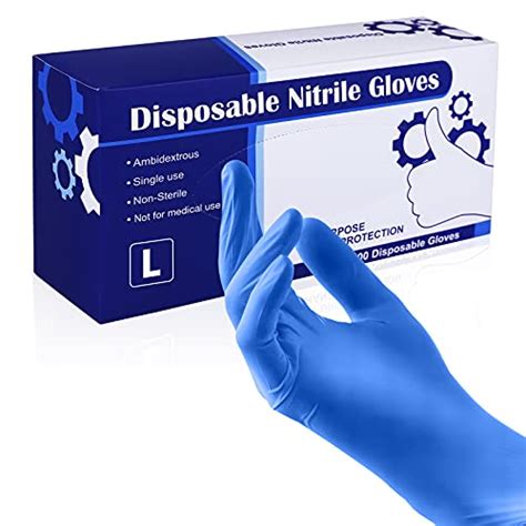 Membrane Solutions Nitrile Gloves Large 100 Count Blue Disposable