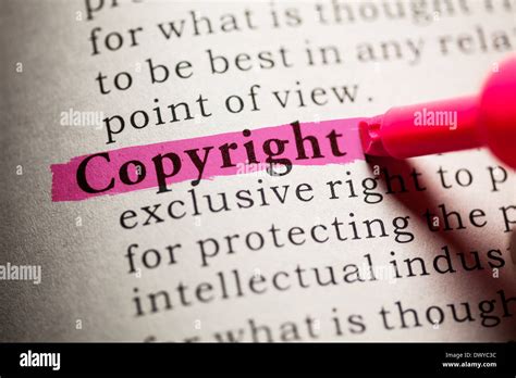 Fake Dictionary Definition Of The Word Copyright Stock Photo Alamy