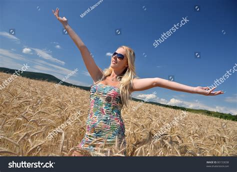 Sexy Blonde Field Stock Photo 80153038 Shutterstock
