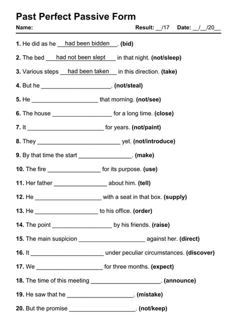 101 Past Perfect Passive Pdf Worksheets With Answers Grammarism