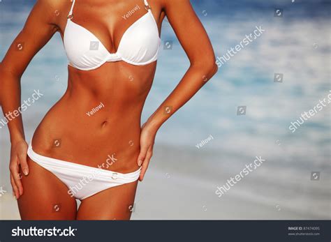 Woman Bikini On Sea Background Stock Photo 87474095 Shutterstock