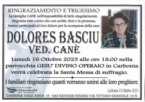 Funerali E Annunci Funebri A Carbonia Dolores Basciu Funer