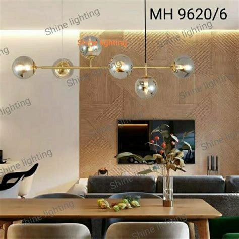 Jual Lampu Gantung Minimalis Meja Island Meja Makan Tipe 19620 6L Gold