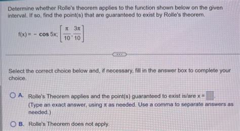 Solved Determine Whether Rolle S Theorem Applies To The Chegg