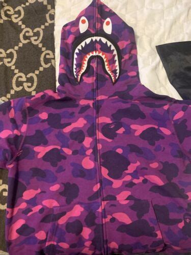 Bape Color Camo Shark Full Zip Hoodie Purple Size Xl Ebay