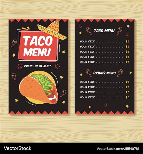 Taco Menu Mexican Food Menu Print Template Vector Image