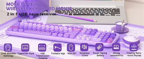 Mofii Wireless Keyboard And Mouse Combo 104 Round Keys Lovely Full Size Cute Colorful Keyboard