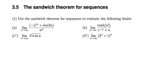 Solved 3 5 The Sandwich Theorem For Sequences 1 Use The Chegg