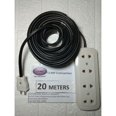 Meters Heavy Duty Extension Cord Wire Four Gang Flat Cord