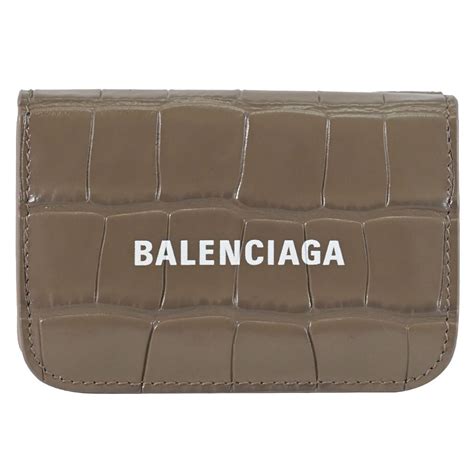 Balenciaga 巴黎世家 鱷魚壓紋牛皮三折零錢小短夾大象灰 Pchome 24h購物