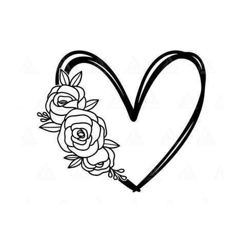 Floral Heart Svg, Flower Heart Svg, Rosal Hand Drawn Heart, - Inspire ...