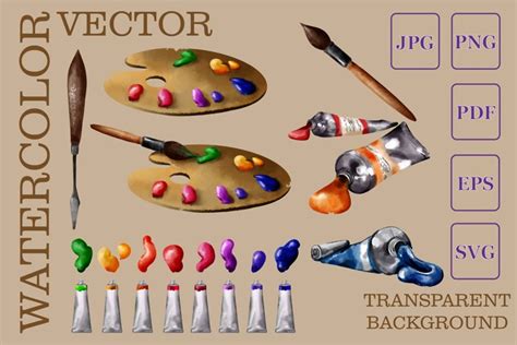 Objects for Oil Painting, Oil Paints Bundle Clipart