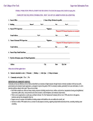 Fillable Online Supervisor Information Form Fax Email Print Pdffiller