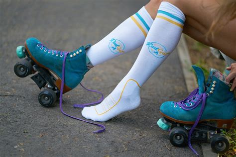 Roller Skate Socks High Socks Retro Stripe Socks Knee High Etsy Uk