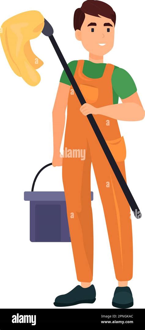 Cleaner illustration in color cartoon style. Editable vector graphic ...