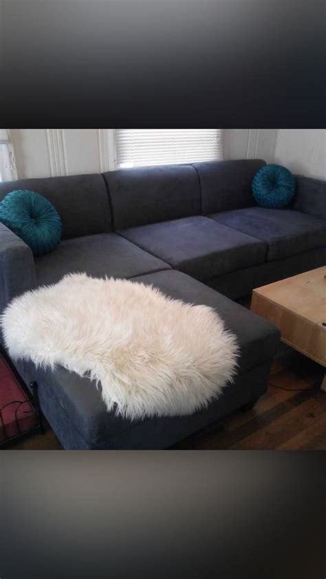 Grey micro suede couch Micro Suede Couch, Microsuede, Sectional Couch ...