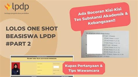 Tips Lolos LPDP Sekali Daftar Kisi Kisi Seleksi Substansi Dan