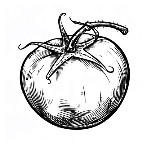 premium vector  black  white drawing   tomato