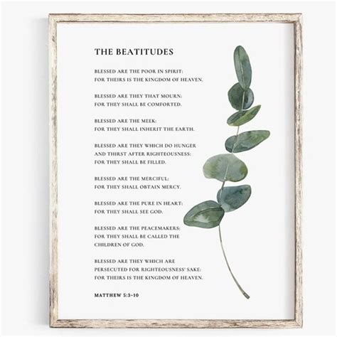 The Beatitudes Matthew 5 3 12 Christian Blessings Wall Art Etsy