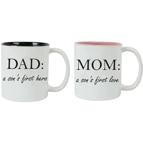 Dad A Son S First Hero Mom A Son S First Love 11 Ounce White Sublimation Ceramic Coffee