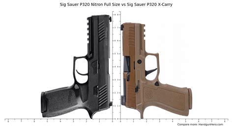 Sig Sauer P320 Nitron Full Size Vs Sig Sauer P320 X Carry Size Comparison Handgun Hero