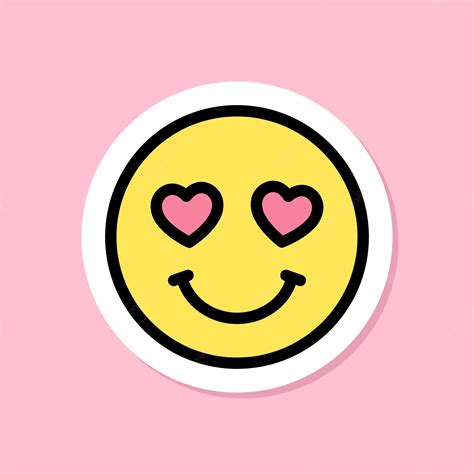 Premium Vector | In love emoji sticker yellow face with heart eyes ...