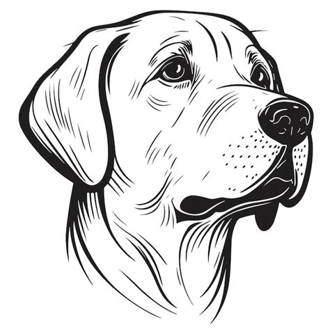 Premium Vector | A black and white drawing of a dog's head.